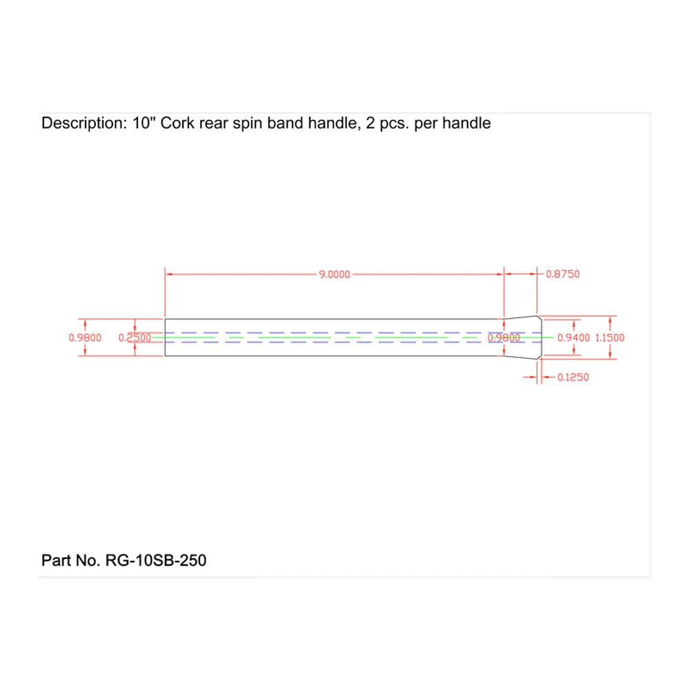 American Tackle 10" Spin Band Rear Grip – Super Grade Cork 2 American Tackle 10" Spin Band Rear Grip – Super Grade Cork - Image 2